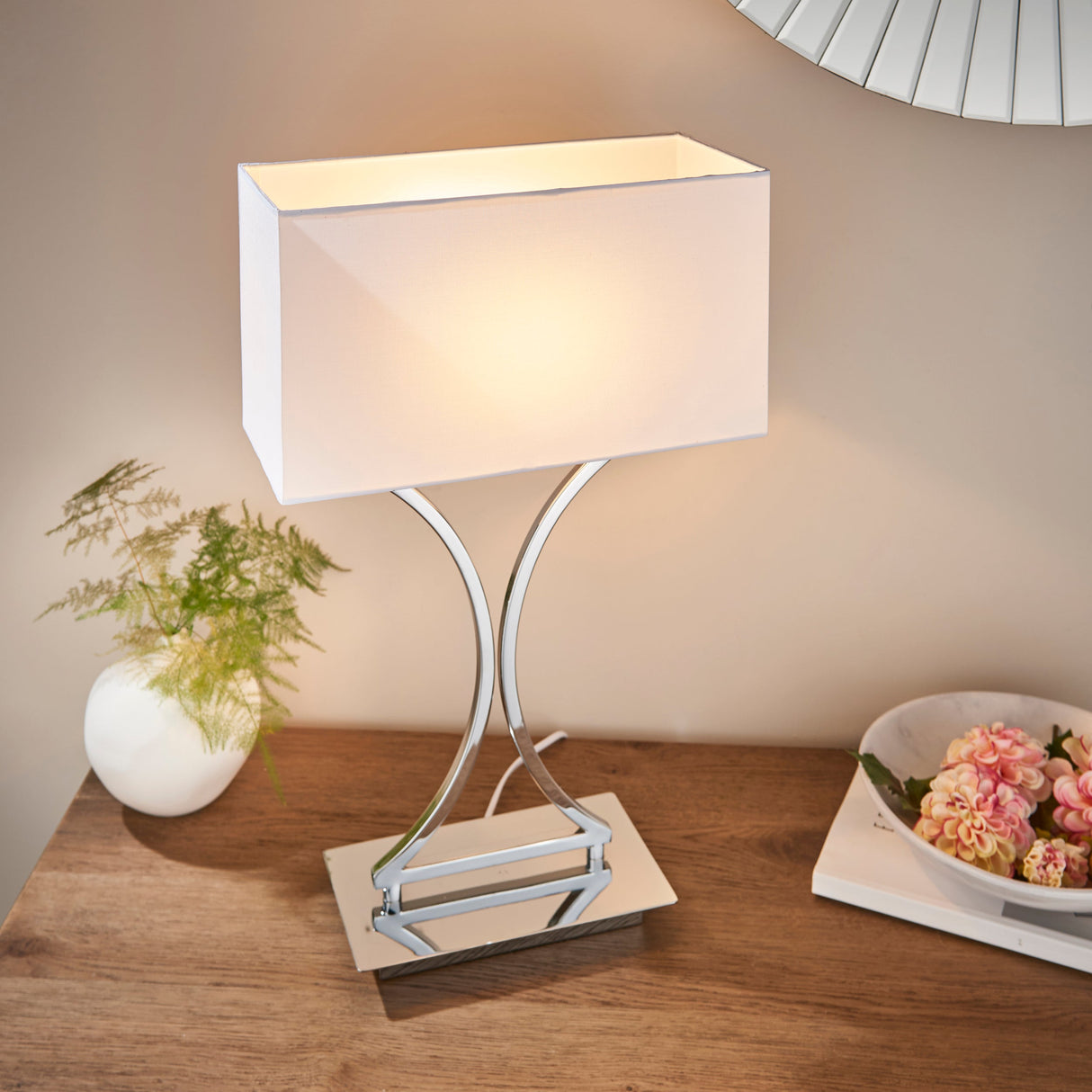 Amos Epalle Chrome Table Lamp with Shade – from Amos Lighting + Home