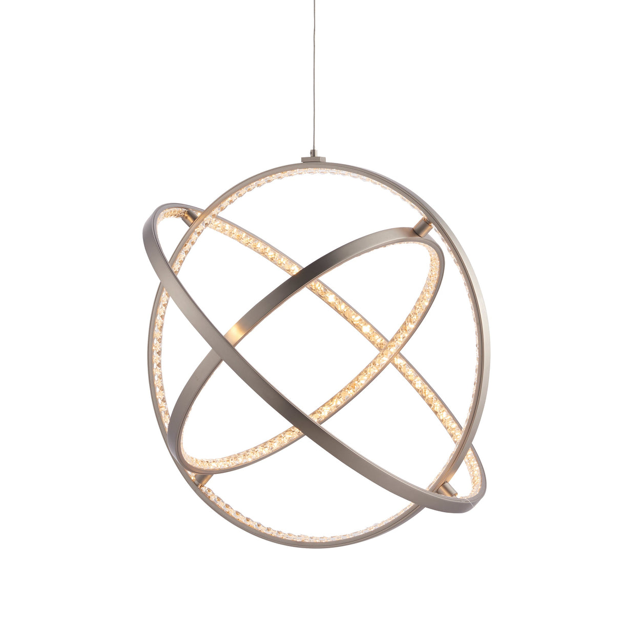 Amos Eternity LED 3 Hoop Pendant Matt Nickel – from Amos Lighting + Home