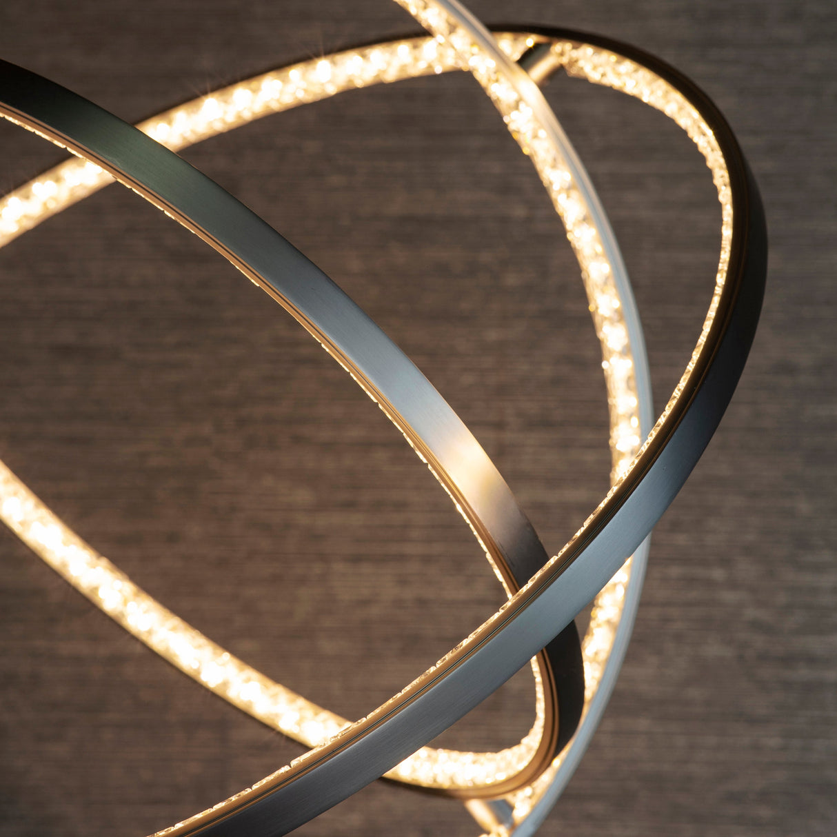 Amos Eternity LED 3 Hoop Pendant Matt Nickel – from Amos Lighting + Home