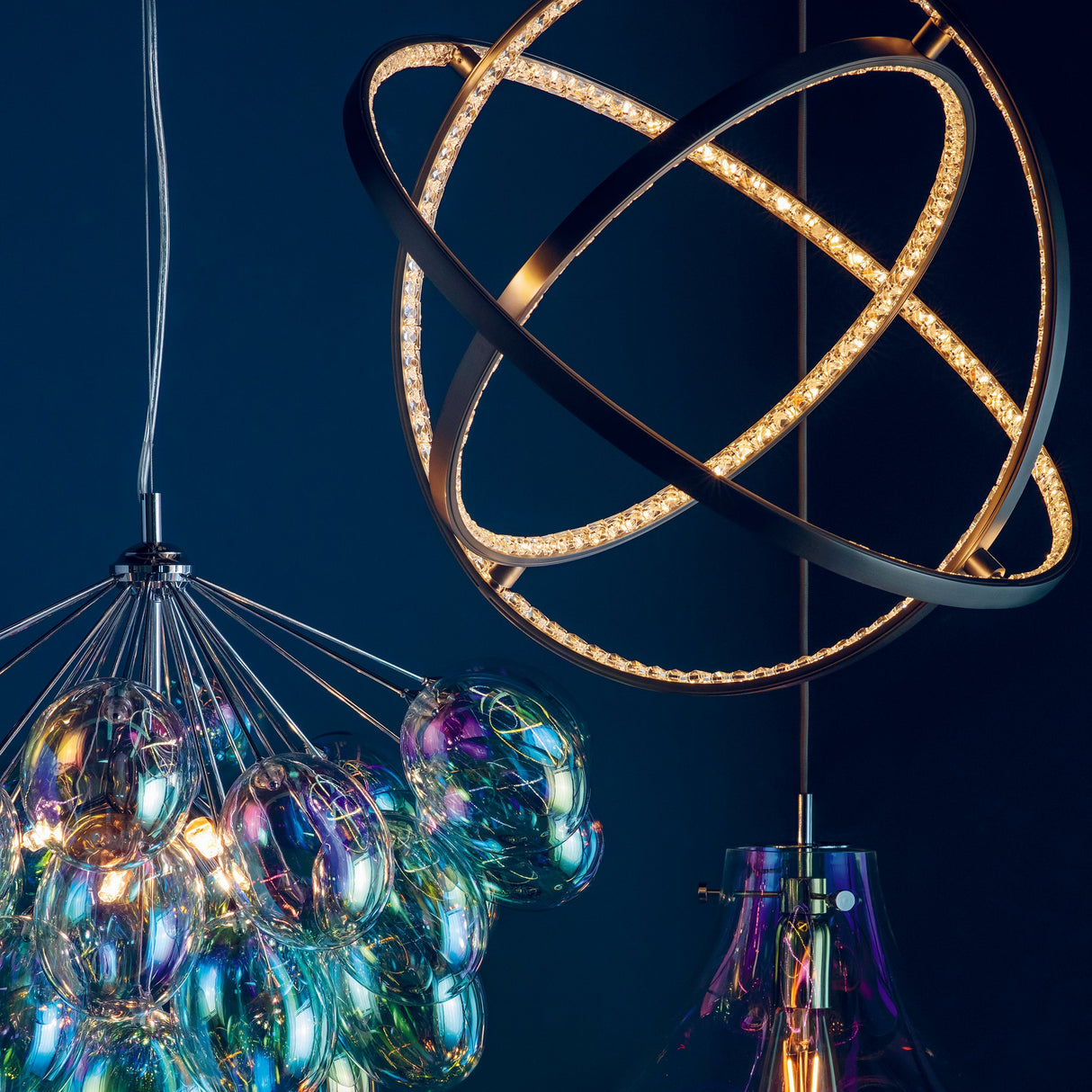 Amos Eternity LED 3 Hoop Pendant Matt Nickel – from Amos Lighting + Home