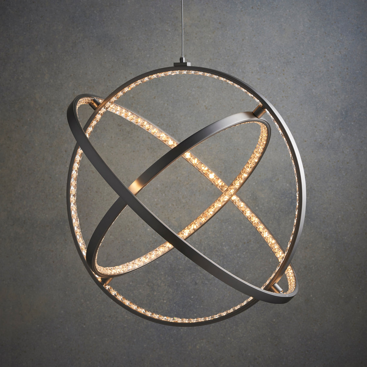 Amos Eternity LED 3 Hoop Pendant Matt Nickel – from Amos Lighting + Home