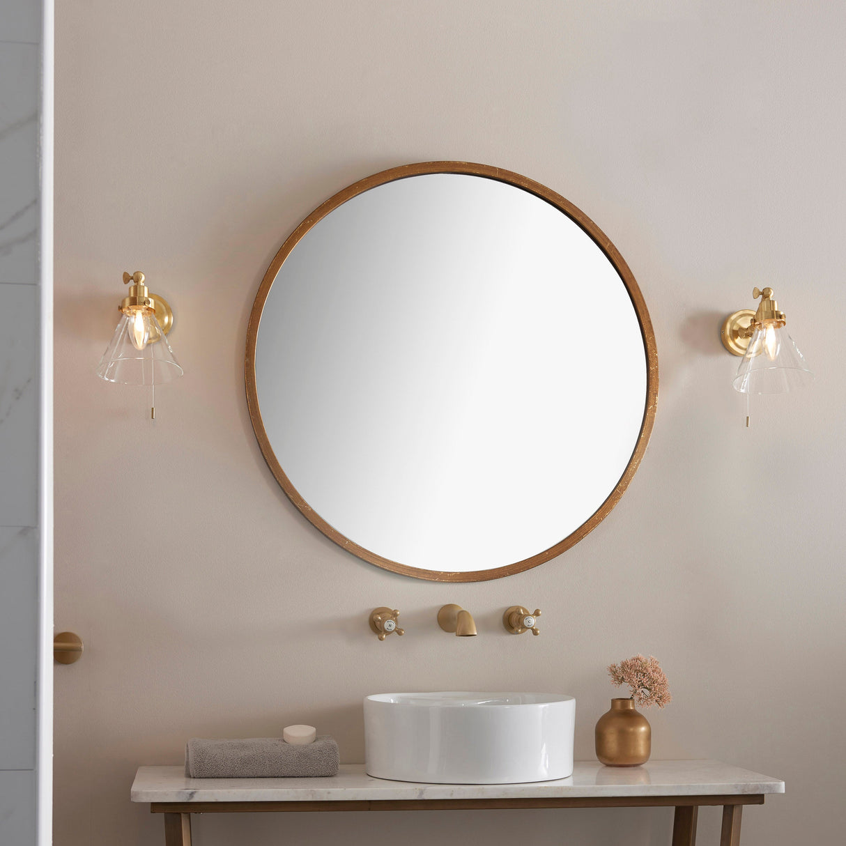 Amos Faraday Bathroom Wall Light Satin Brass – from Amos Lighting + Home