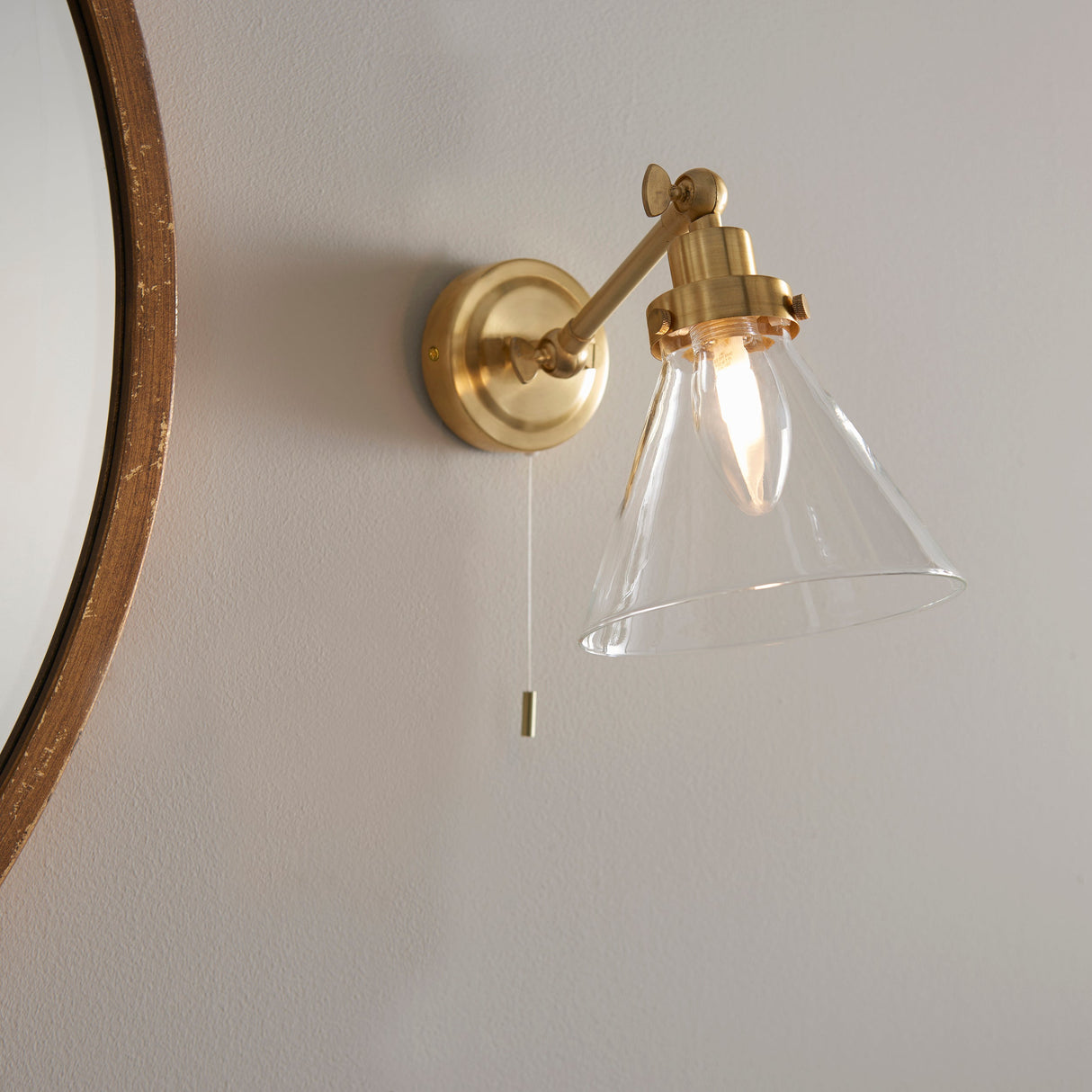 Amos Faraday Bathroom Wall Light Satin Brass – from Amos Lighting + Home