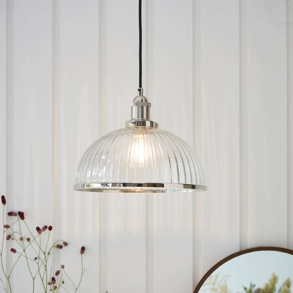 Amos Fluted Hansen Pendant Nickel – from Amos Lighting + Home