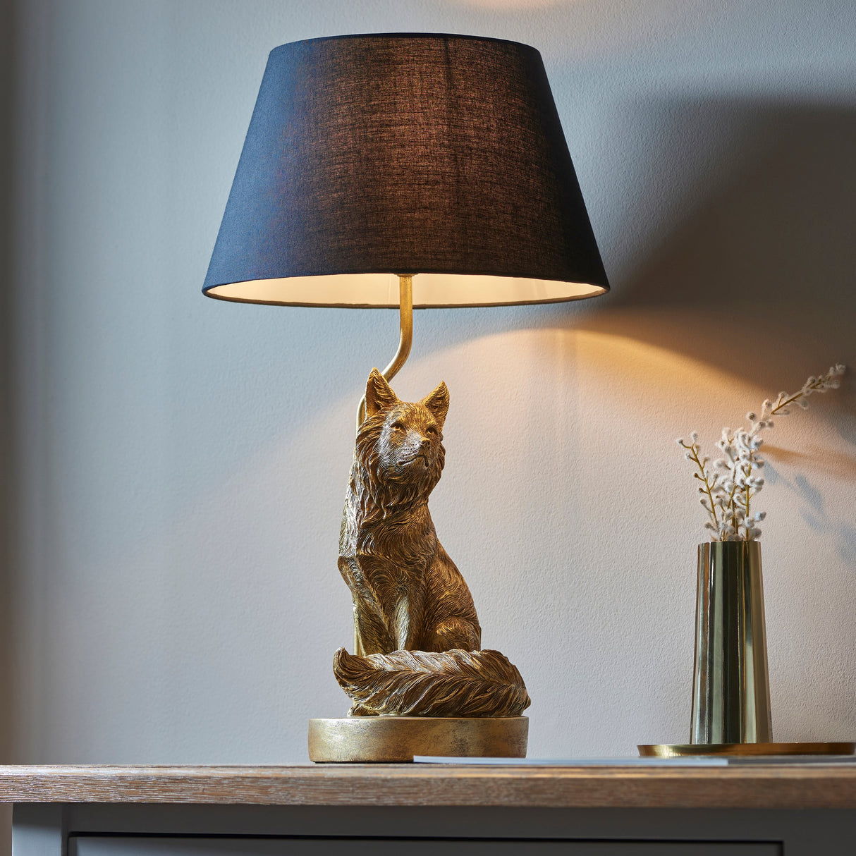 Amos Fox Table Lamp Vintage Gold with Shade – from Amos Lighting + Home