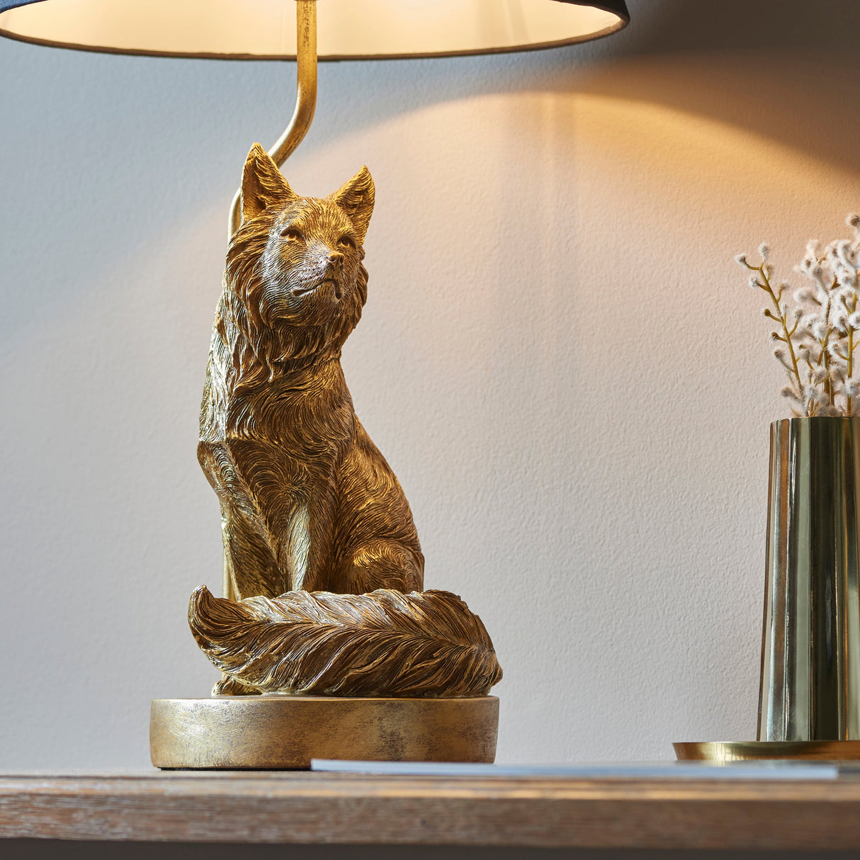 Amos Fox Table Lamp Vintage Gold with Shade – from Amos Lighting + Home