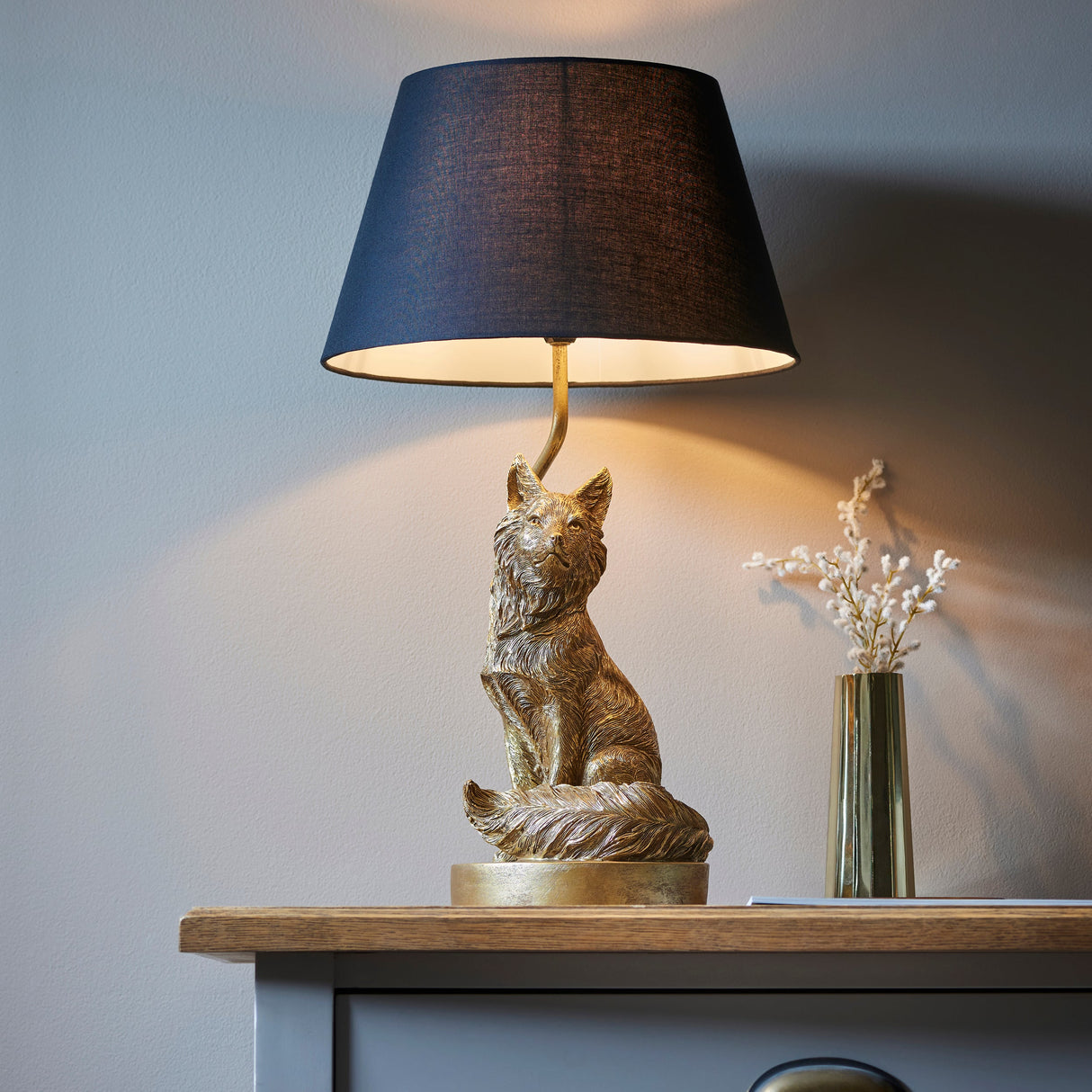 Amos Fox Table Lamp Vintage Gold with Shade – from Amos Lighting + Home