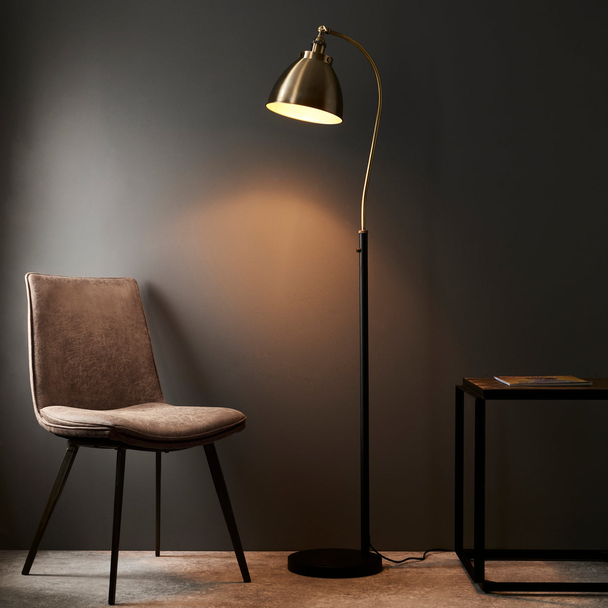 Amos Franklin Floor Lamp Antique Brass & Black – from Amos Lighting + Home