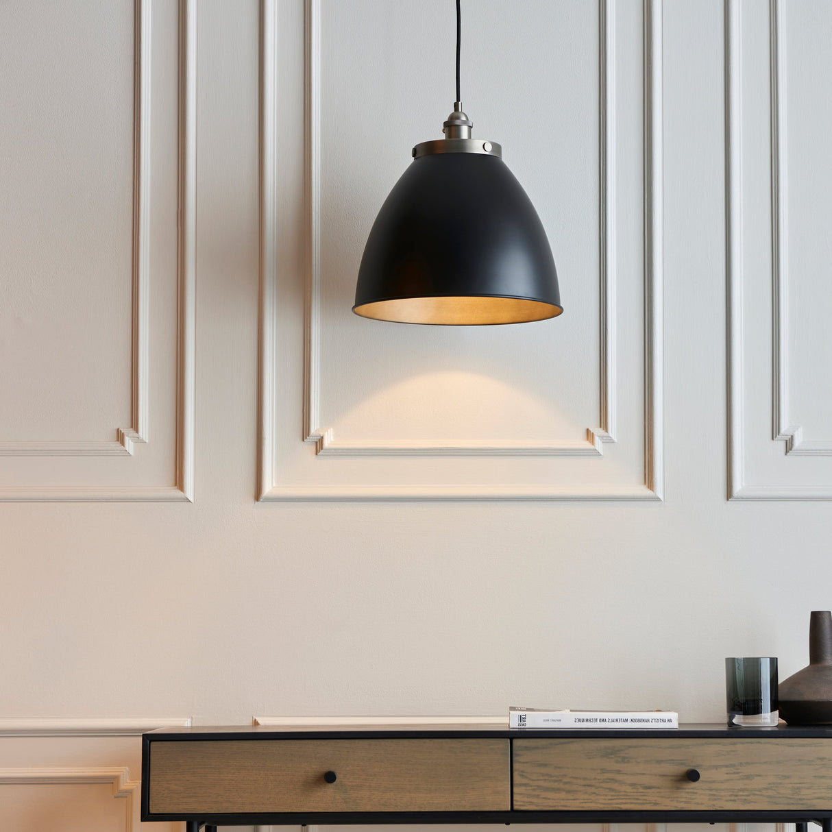 Amos Franklin Pendant Large Matt Black & Pewter – from Amos Lighting + Home