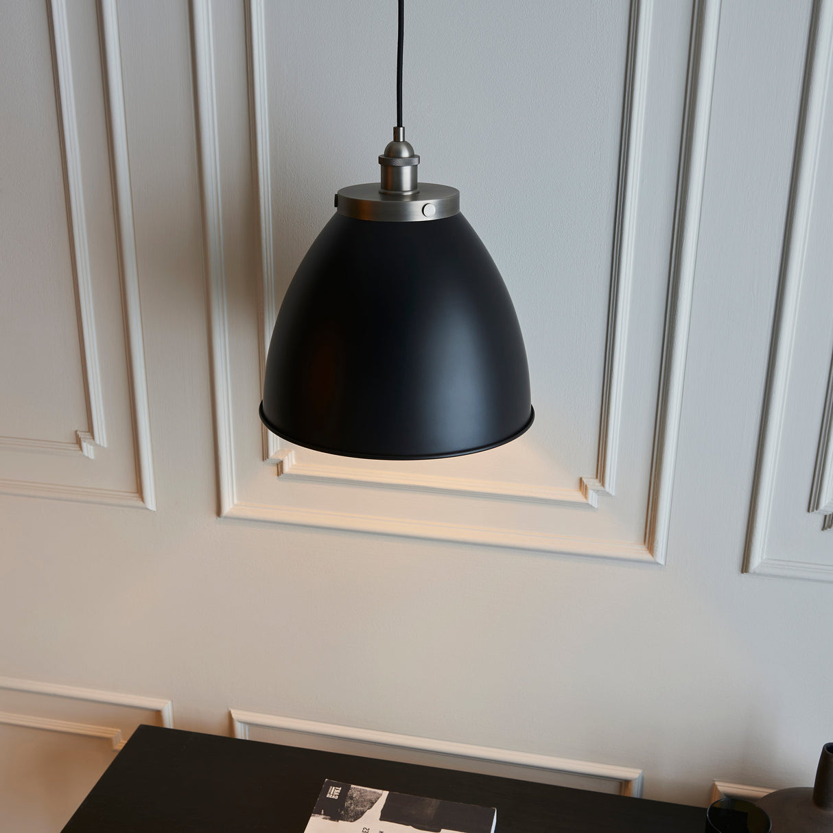 Amos Franklin Pendant Large Matt Black & Pewter – from Amos Lighting + Home