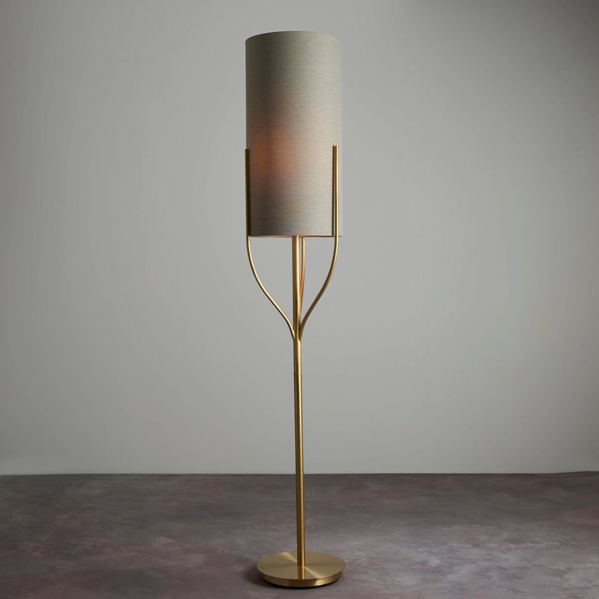 Amos Fraser Satin Brass Floor Lamp with Shade – from Amos Lighting + Home