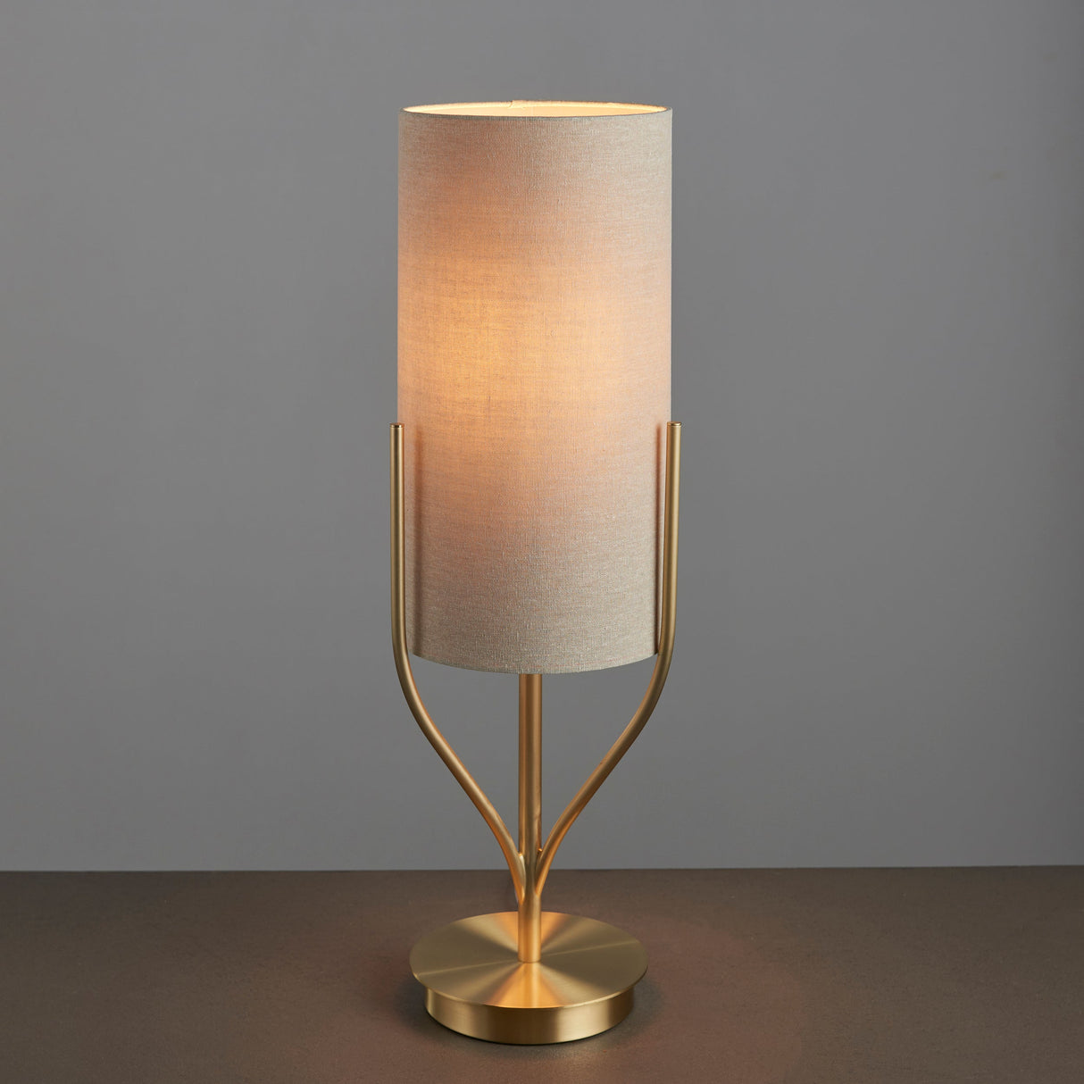 Amos Fraser Satin Brass Table Lamp with Shade – from Amos Lighting + Home