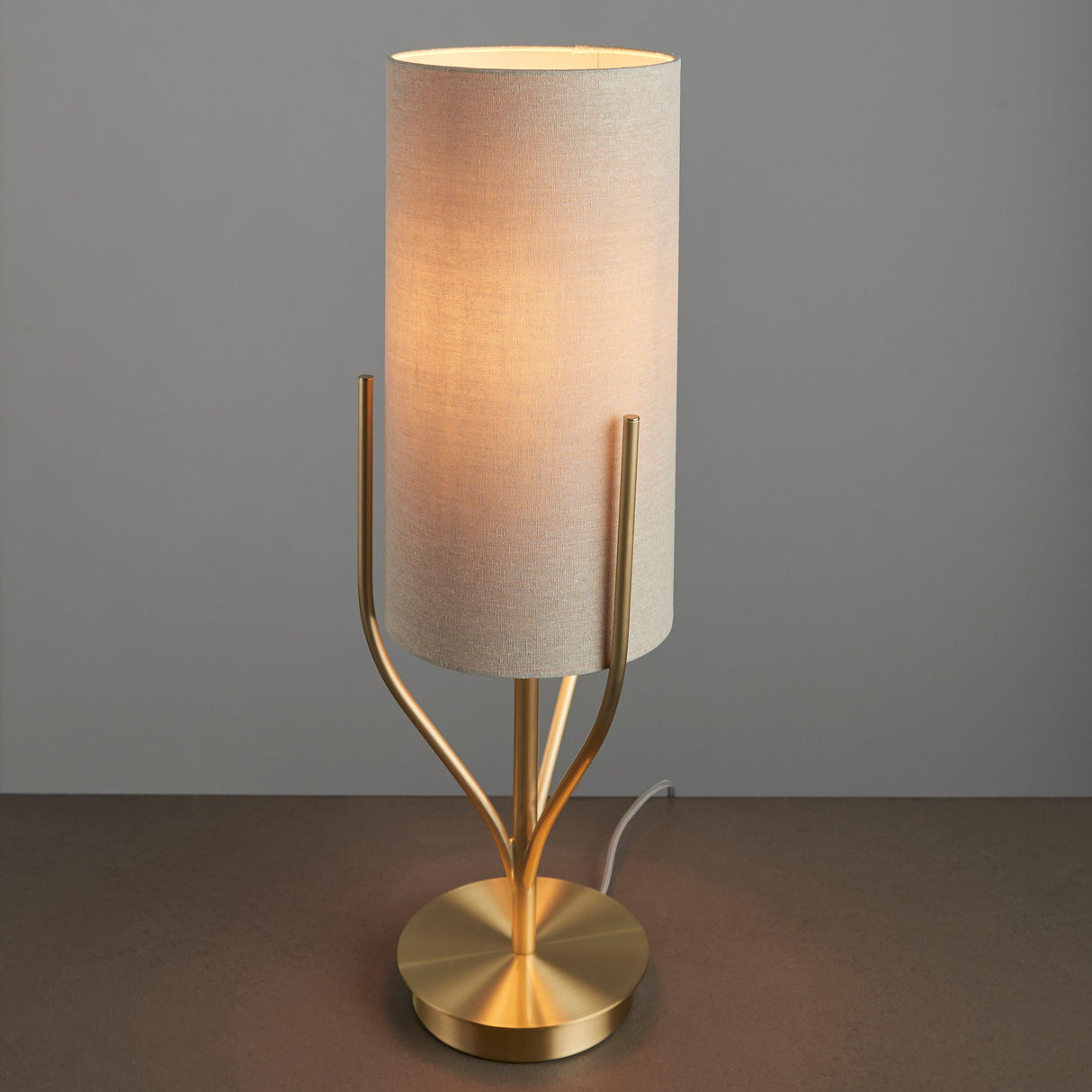 Amos Fraser Satin Brass Table Lamp with Shade – from Amos Lighting + Home
