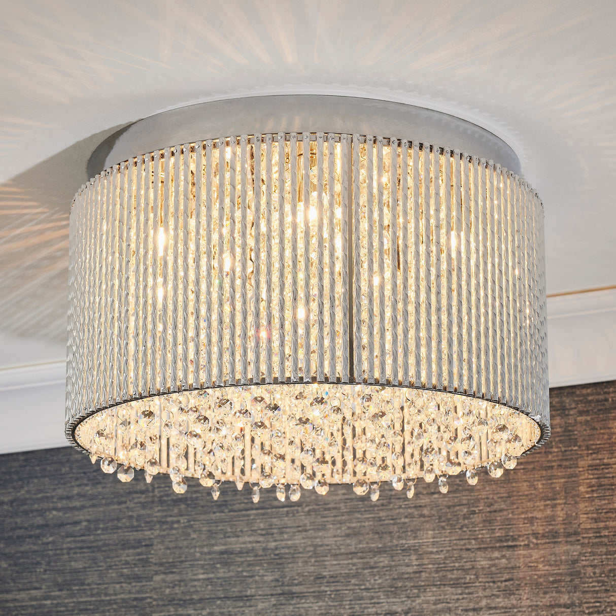 Endon Galina Crystal 10lt Flush Ceiling Light – from Amos Lighting + Home