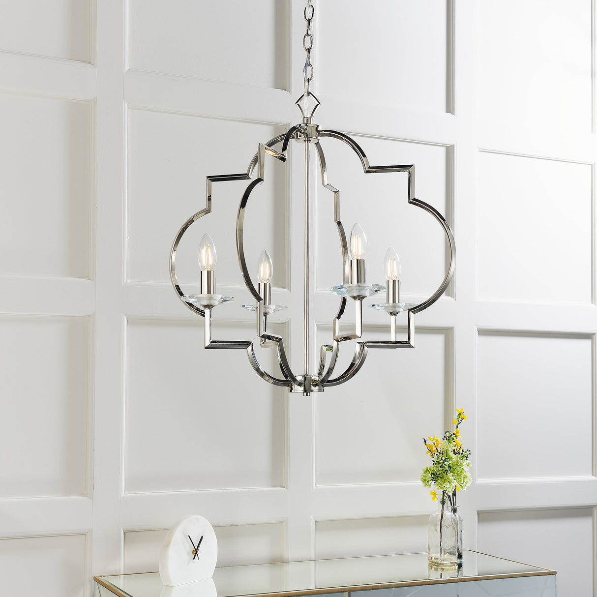 Amos Garland 4lt Chandelier Polished Nickel – from Amos Lighting + Home
