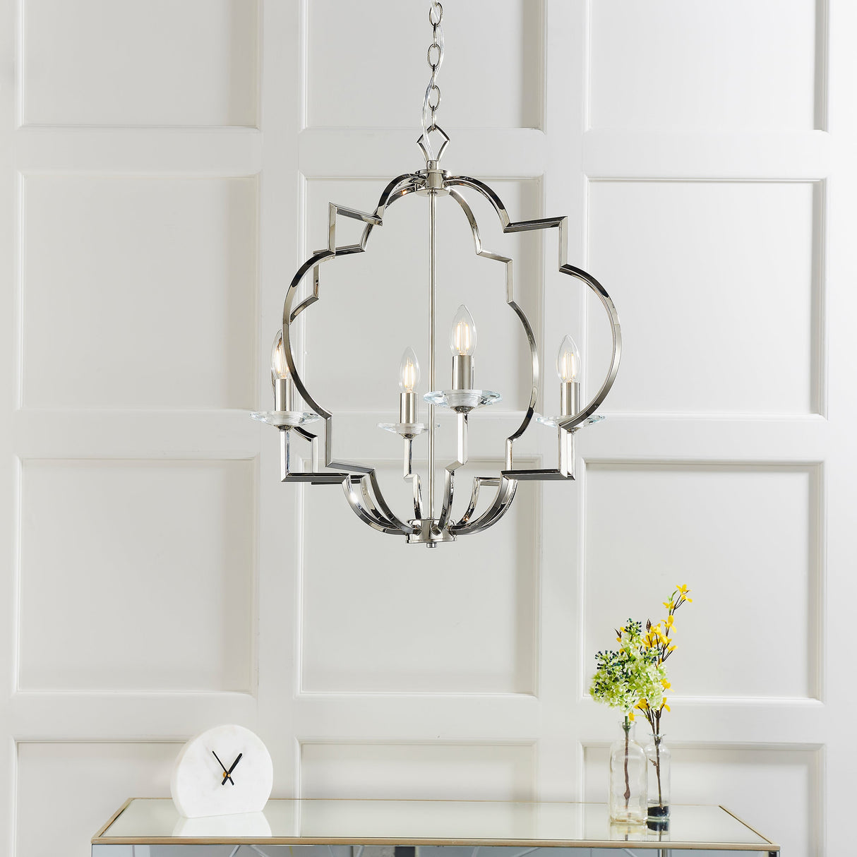 Amos Garland 4lt Chandelier Polished Nickel – from Amos Lighting + Home
