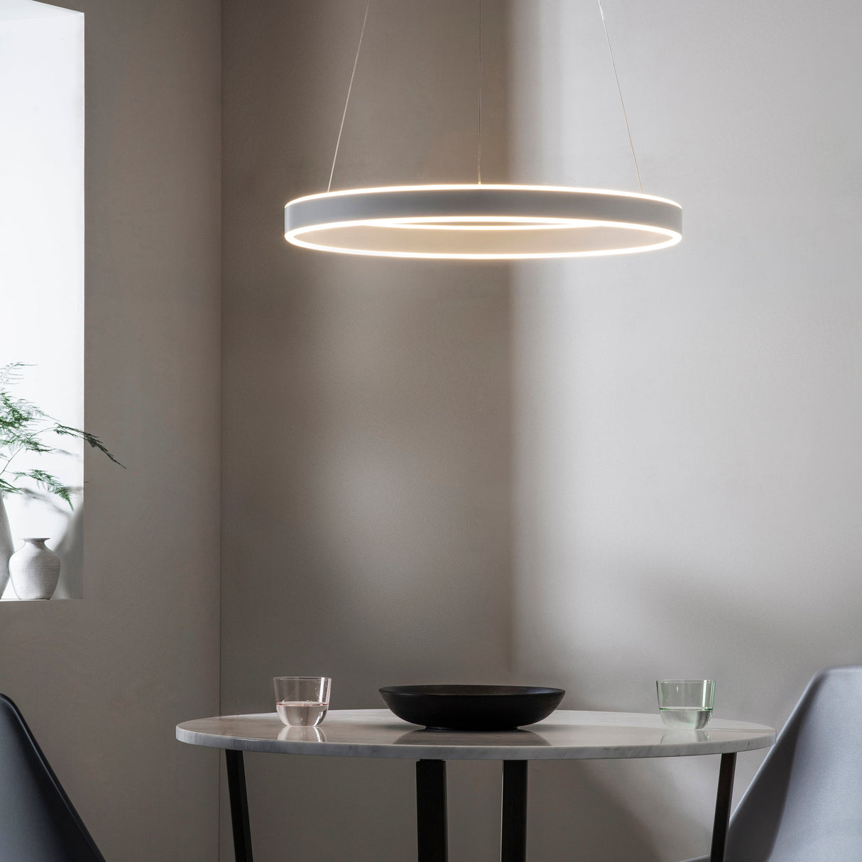 Amos Gen Ring LED Pendant Matt Nickel – from Amos Lighting + Home
