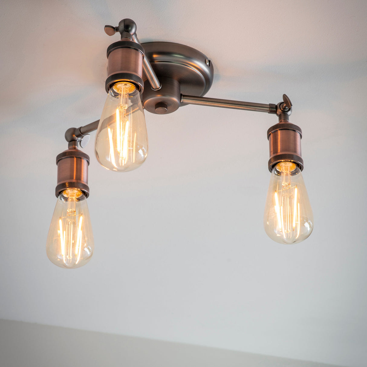 Amos Hal 3lt Semi flush Aged Pewter & Copper – from Amos Lighting + Home