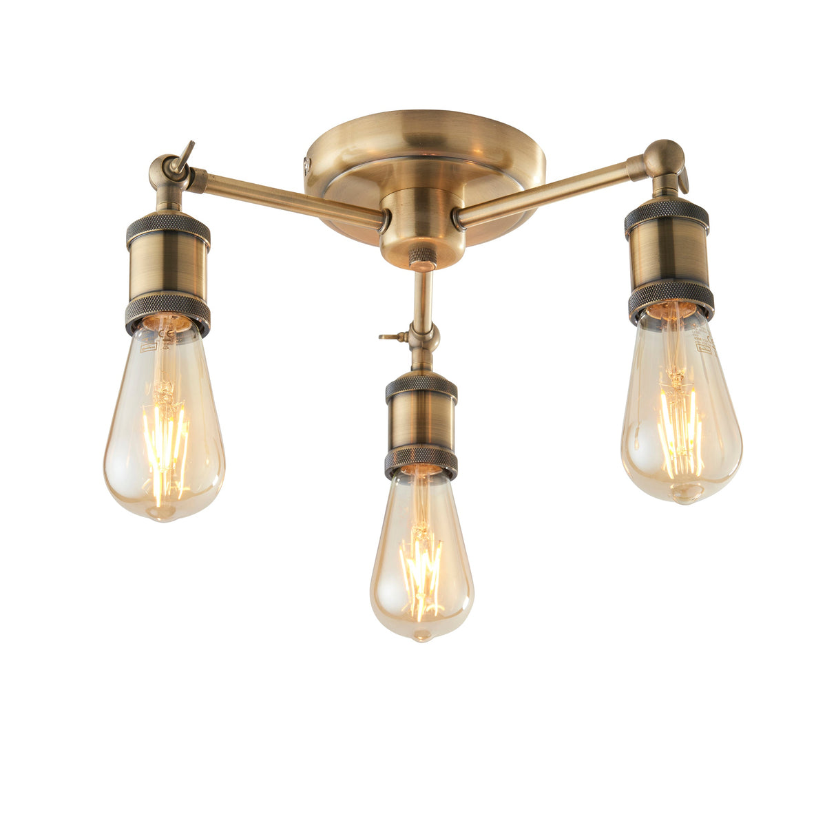 Amos Hal 3lt Semi flush Antique Brass – from Amos Lighting + Home