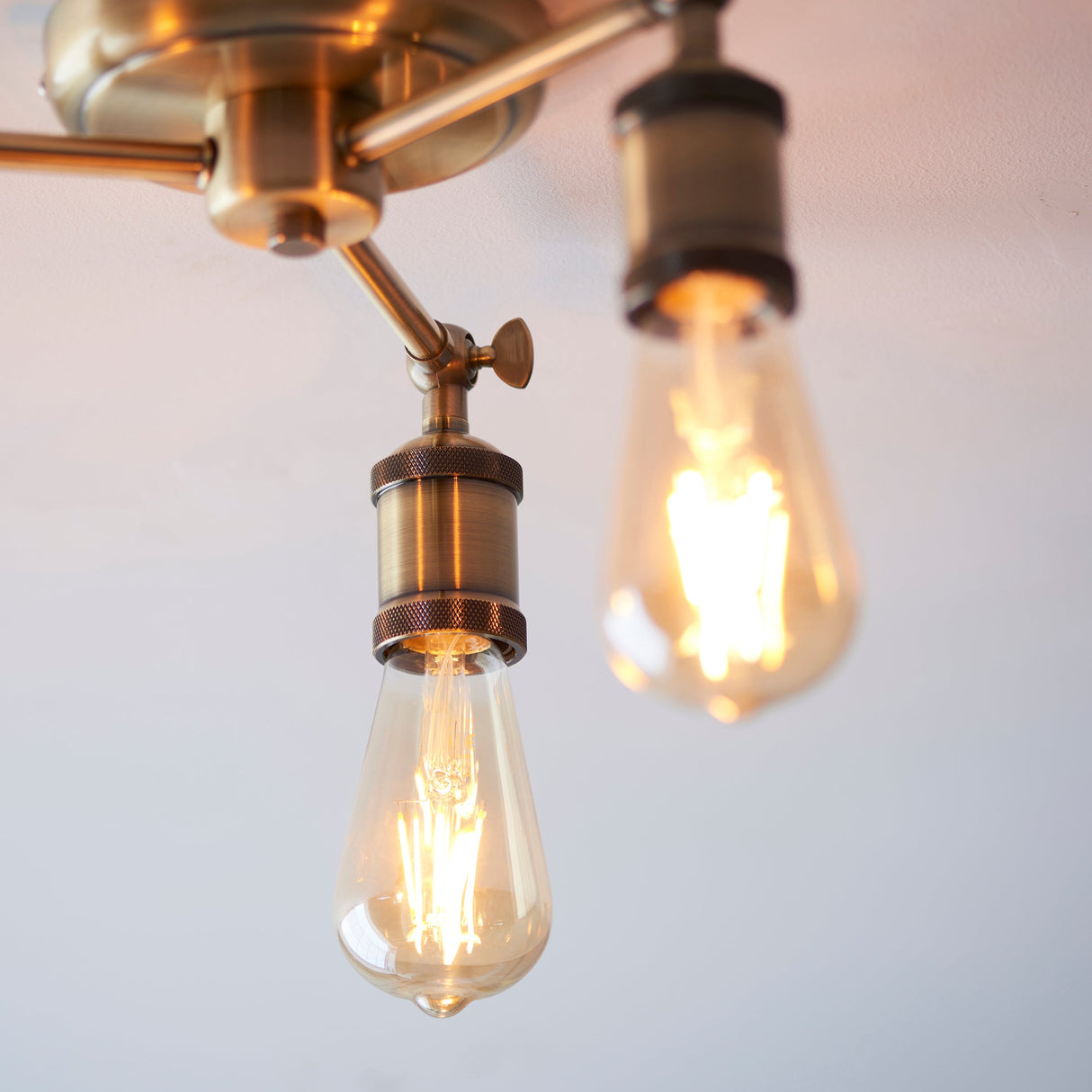 Amos Hal 3lt Semi flush Antique Brass – from Amos Lighting + Home