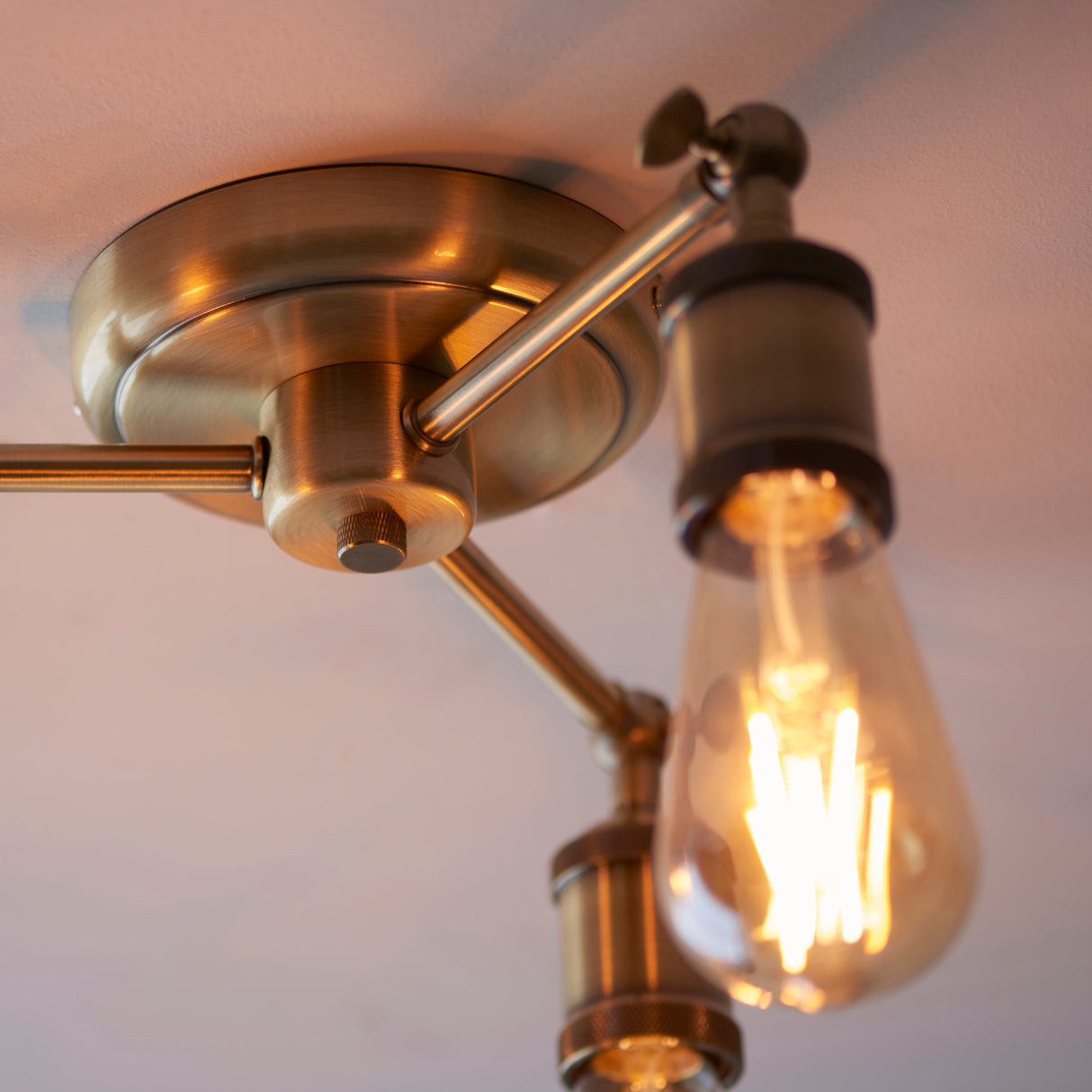 Amos Hal 3lt Semi flush Antique Brass – from Amos Lighting + Home