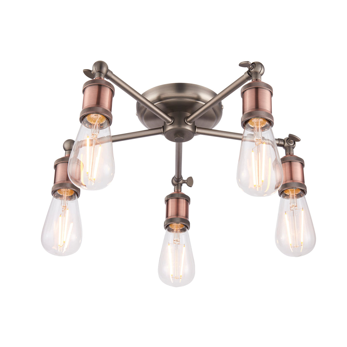 Amos Hal 5lt Semi flush Aged Pewter & Copper – from Amos Lighting + Home