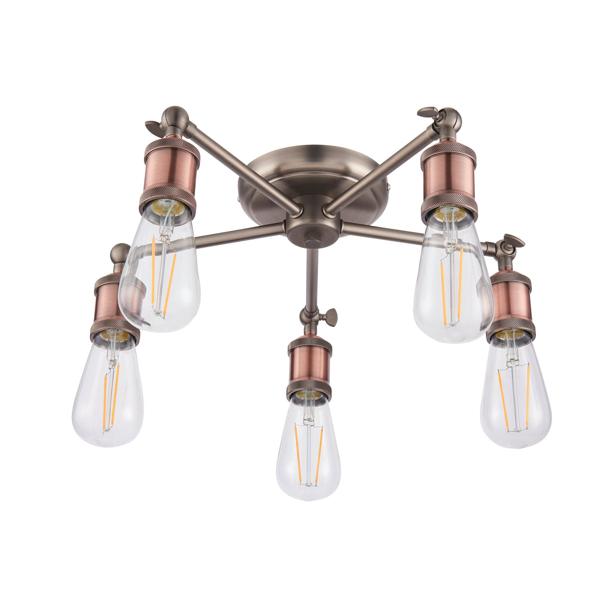 Amos Hal 5lt Semi flush Aged Pewter & Copper – from Amos Lighting + Home