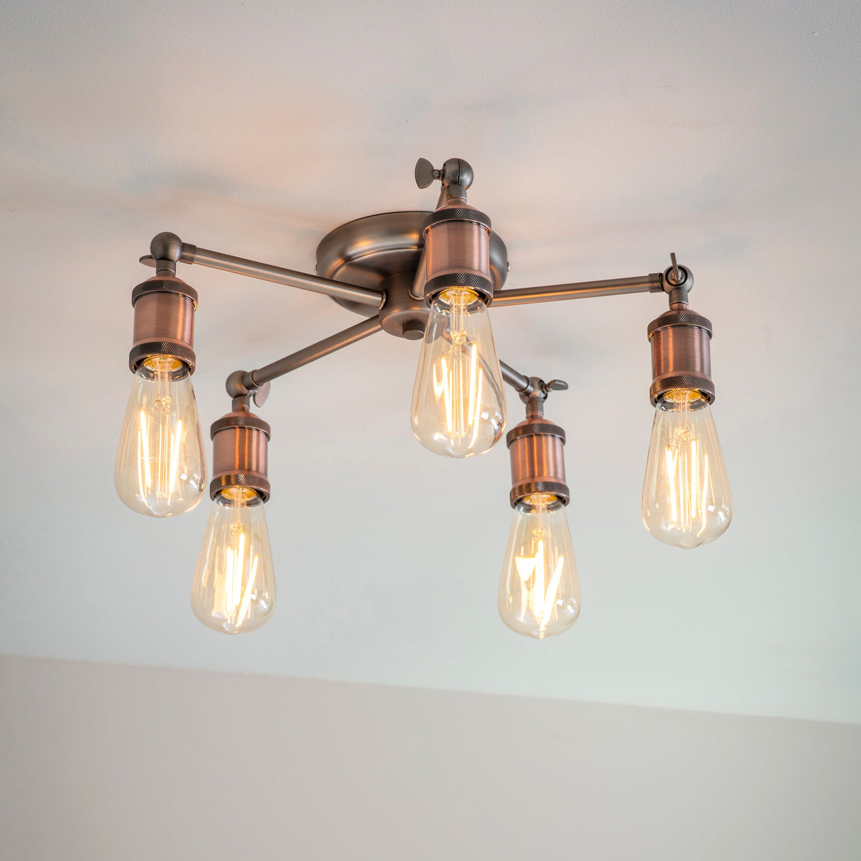 Amos Hal 5lt Semi flush Aged Pewter & Copper – from Amos Lighting + Home