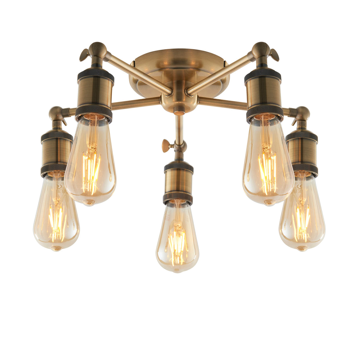 Amos Hal 5lt Semi flush Antique Brass – from Amos Lighting + Home