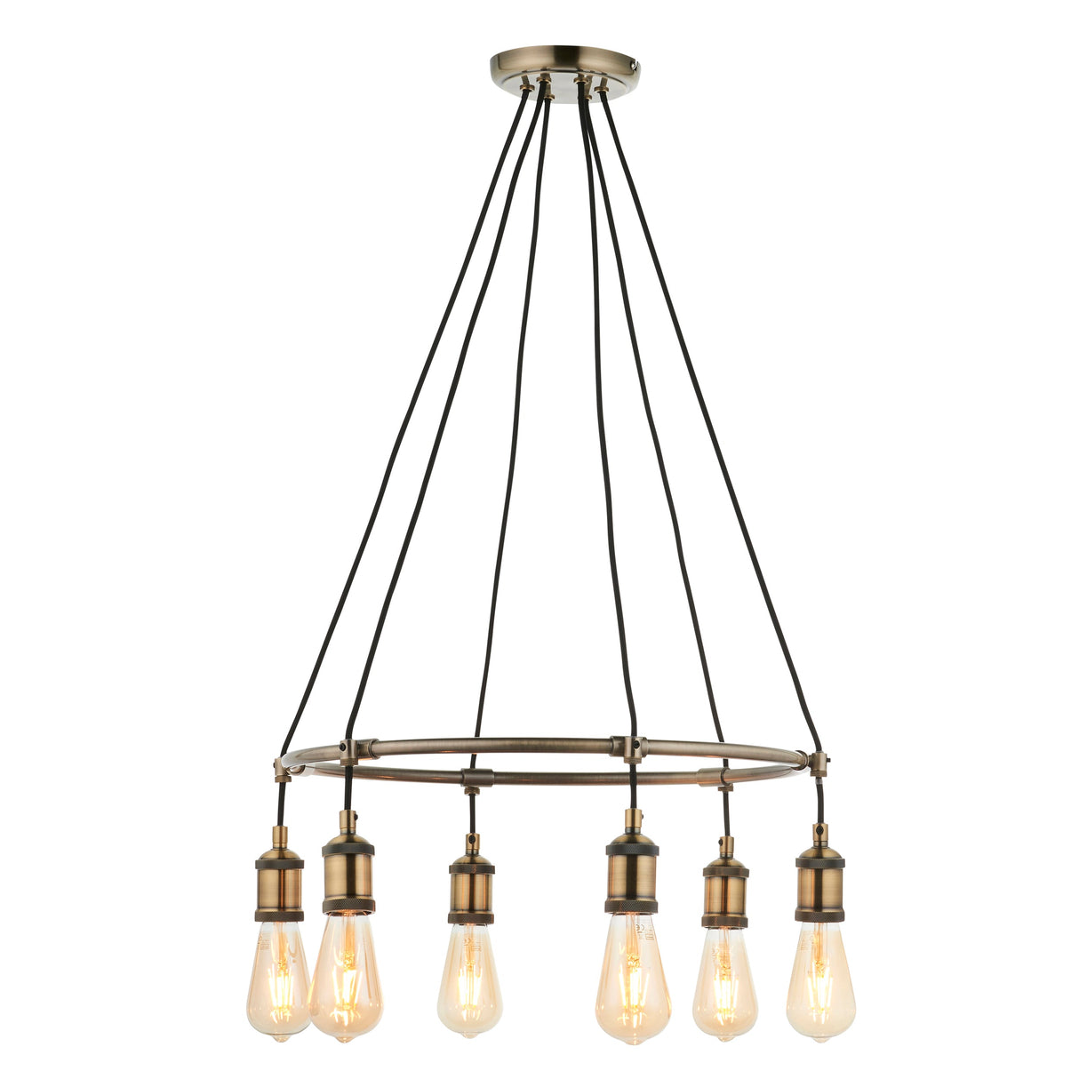 Amos Hal 6lt Cartwheel Pendant Antique Brass – from Amos Lighting + Home