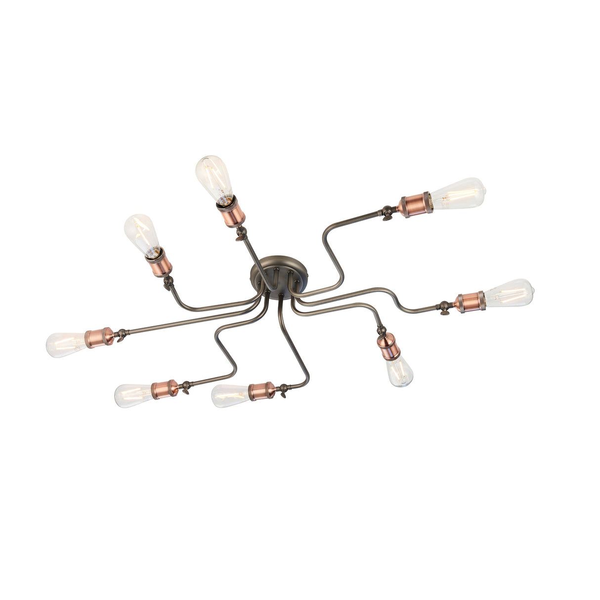 Amos Hal 8lt Semi flush Aged Pewter & Copper – from Amos Lighting + Home