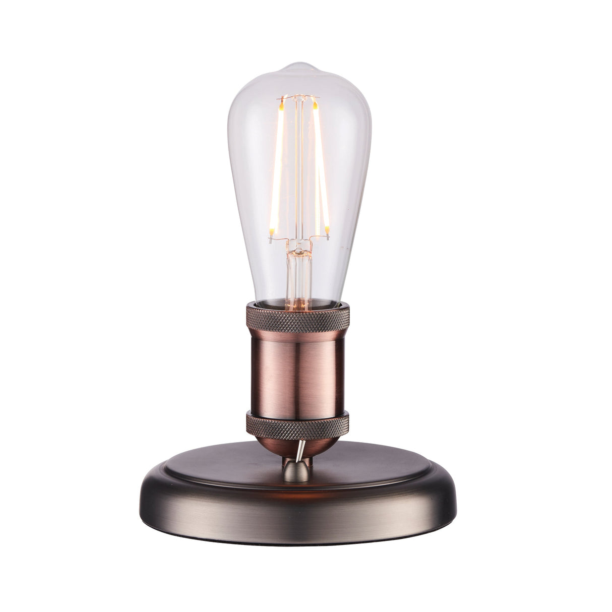 Amos Hal Mini Table Lamp Aged Pewter & Copper – from Amos Lighting + Home