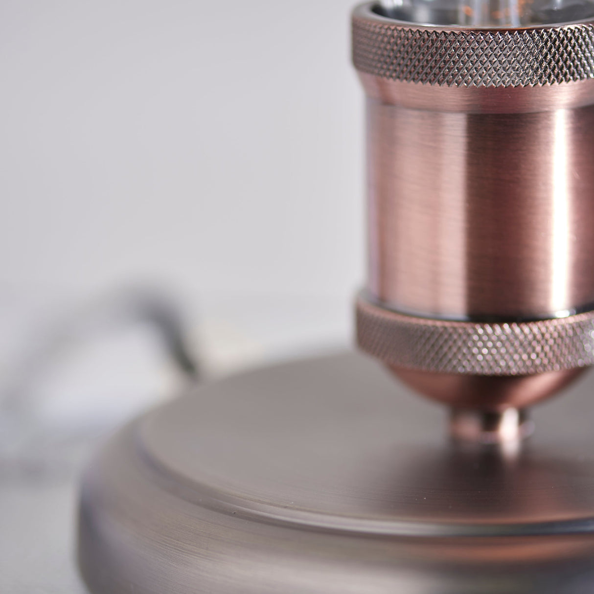 Amos Hal Mini Table Lamp Aged Pewter & Copper – from Amos Lighting + Home