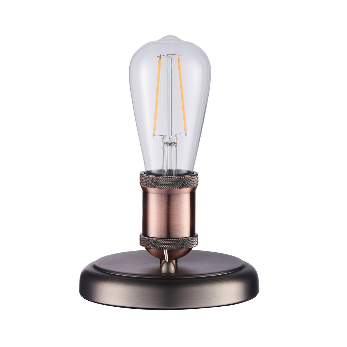 Amos Hal Mini Table Lamp Aged Pewter & Copper – from Amos Lighting + Home