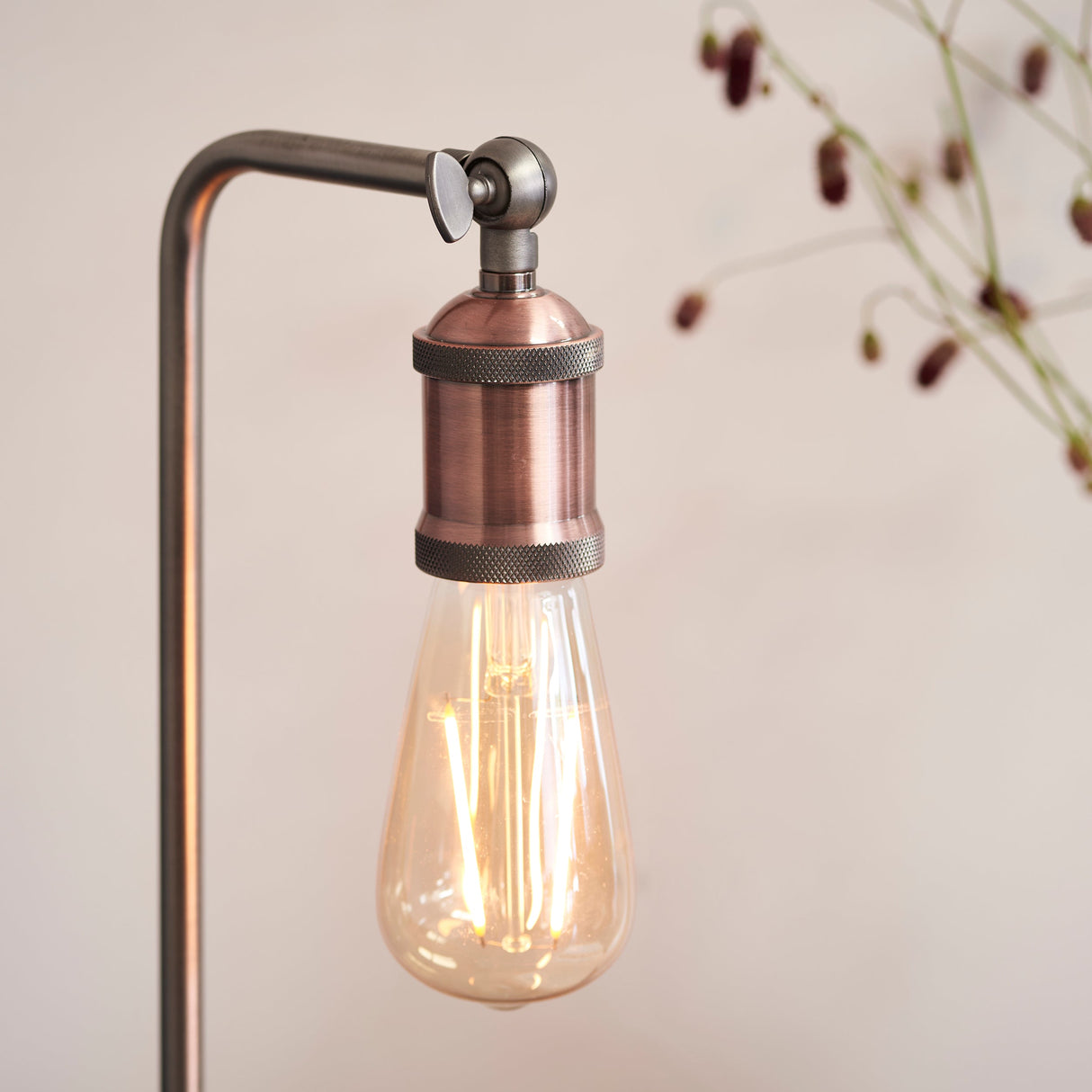 Amos Hal Table Lamp Aged Pewter & Copper – from Amos Lighting + Home