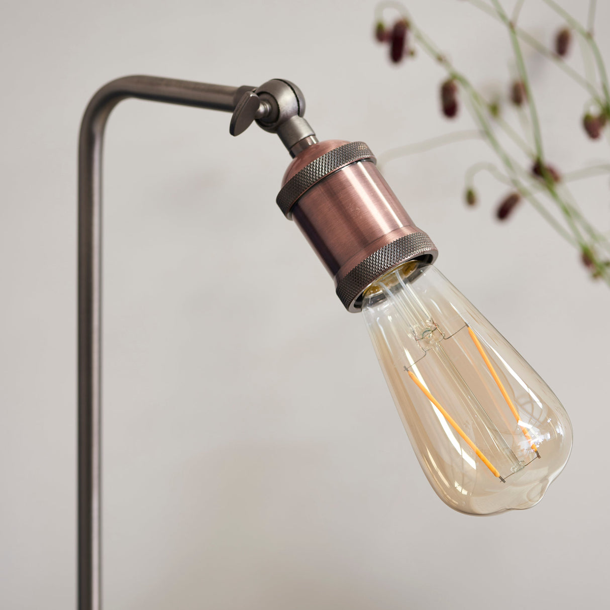 Amos Hal Table Lamp Aged Pewter & Copper – from Amos Lighting + Home
