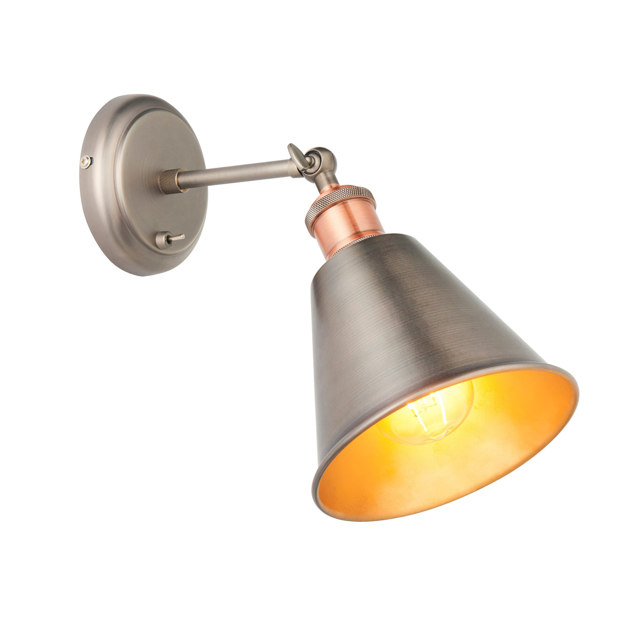 Amos Hal Wall Light Aged Pewter & Copper – from Amos Lighting + Home