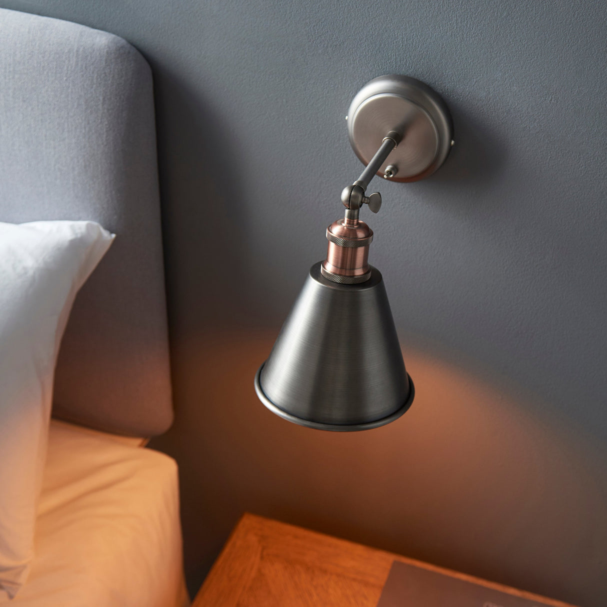 Amos Hal Wall Light Aged Pewter & Copper – from Amos Lighting + Home