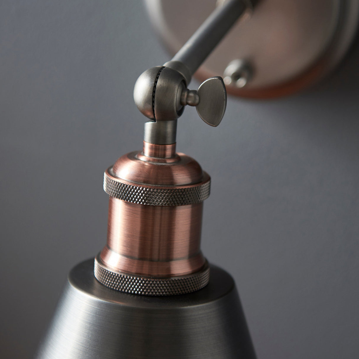 Amos Hal Wall Light Aged Pewter & Copper – from Amos Lighting + Home