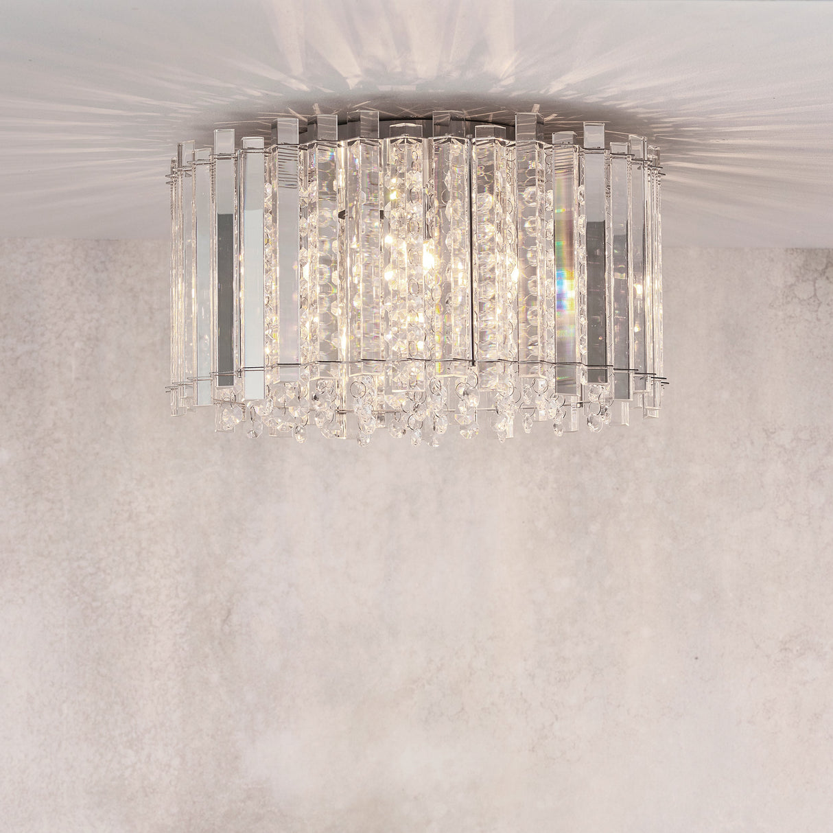 Endon Hanna Crystal Flush Ceiling Light Chrome – from Amos Lighting + Home