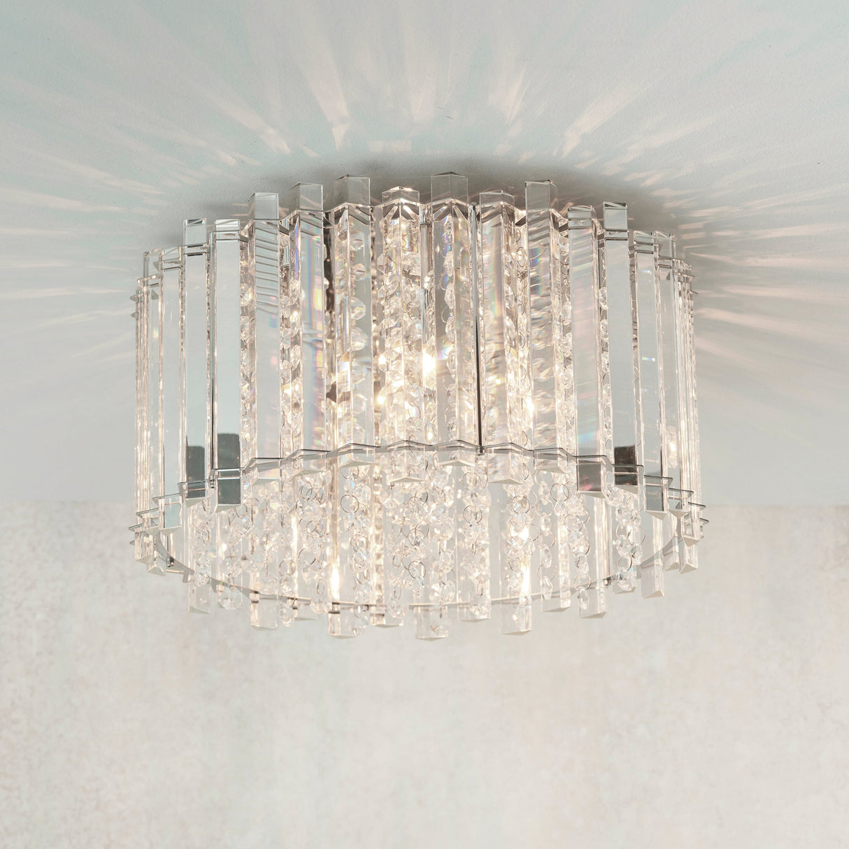 Endon Hanna Crystal Flush Ceiling Light Chrome – from Amos Lighting + Home