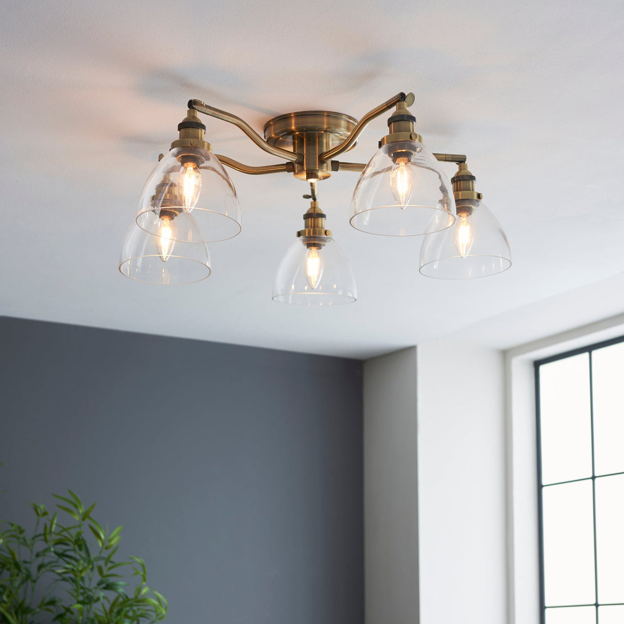 Amos Hansen 5lt Semi flush Antique Brass – from Amos Lighting + Home