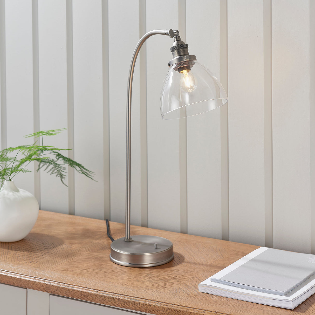 Amos Hansen Table Lamp Brushed Silver – from Amos Lighting + Home