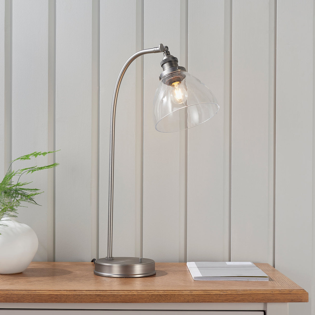 Amos Hansen Table Lamp Brushed Silver – from Amos Lighting + Home
