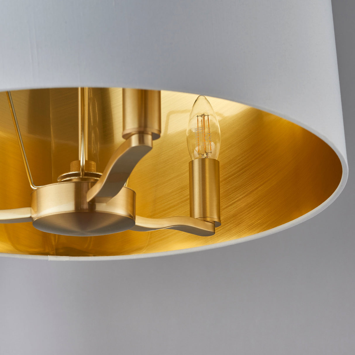 Endon Harvey 3lt Pendant Drum Brushed Satin Gold – from Amos Lighting + Home