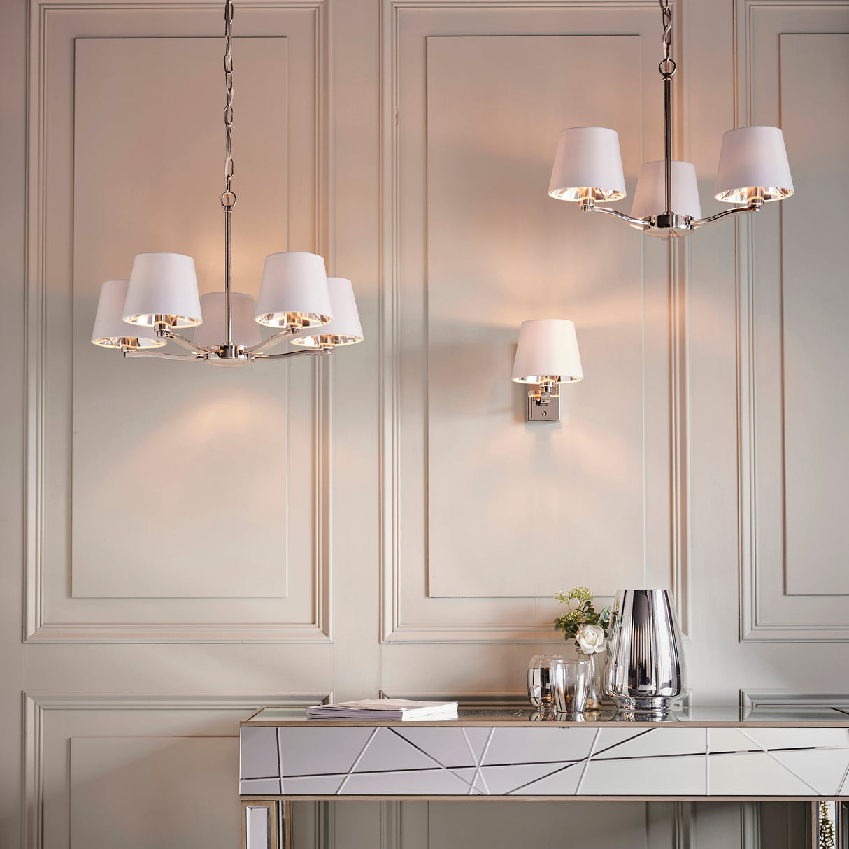 Endon Harvey 5lt Pendant Bright Nickel – from Amos Lighting + Home