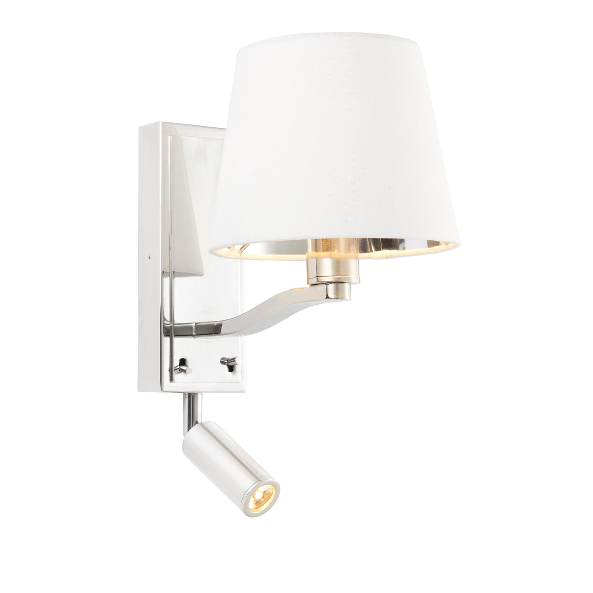 Endon Harvey Double Wall Light Bright Nickel with LED Reader – from Amos Lighting + Home