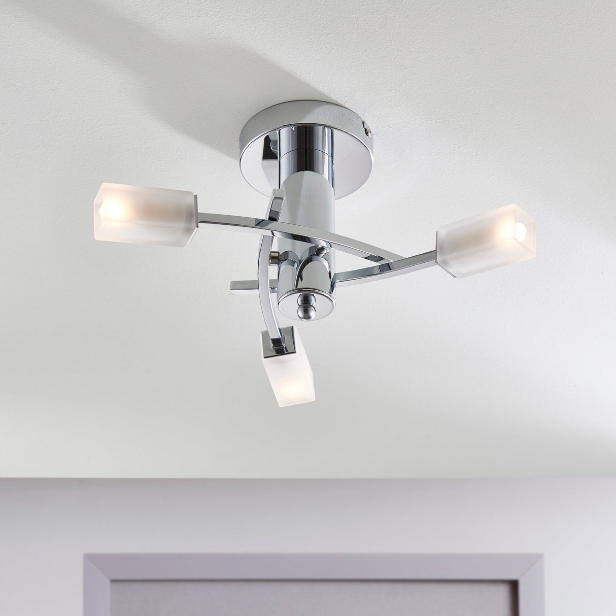 Amos Havana 3 Light Semi flush Ceiling Light Chrome – from Amos Lighting + Home
