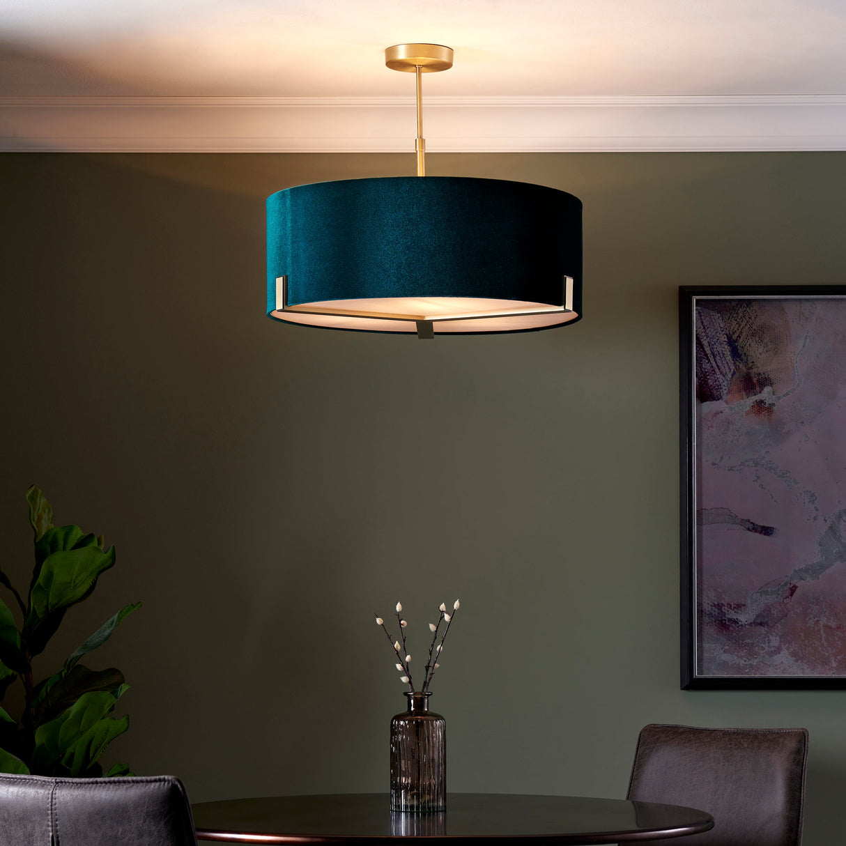 Endon Hayfield 3lt Pendant Antique Brass & Fir – from Amos Lighting + Home