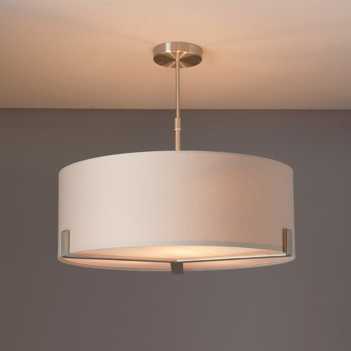 Endon Hayfield Pendant Satin Nickel & Grey – from Amos Lighting + Home